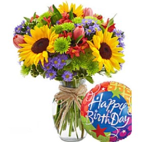 Deluxe European Garden Birthday - With Clear Vase